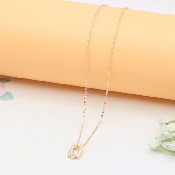 Elegant Rose Gold Necklace with Crystal Charm Chain, XPNL0410 - Picture 9 of 12